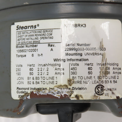 Marathon G584 1.5HP AC Electric Brake Motor 230/460V 3PH 1725RPM 56HC-70 Fr.