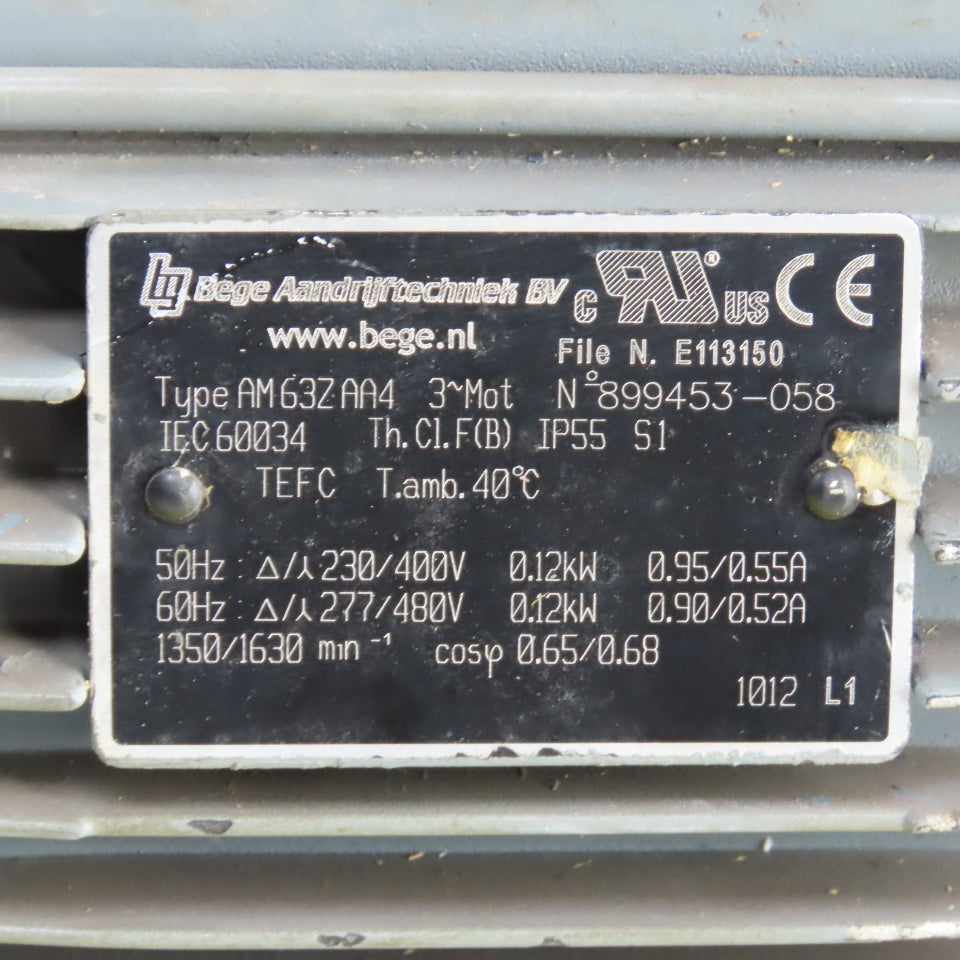 Bologna RMI-28F1 40:1 Ratio Right Angle Gear Motor 277/480V 40.75RPM Out .12kW