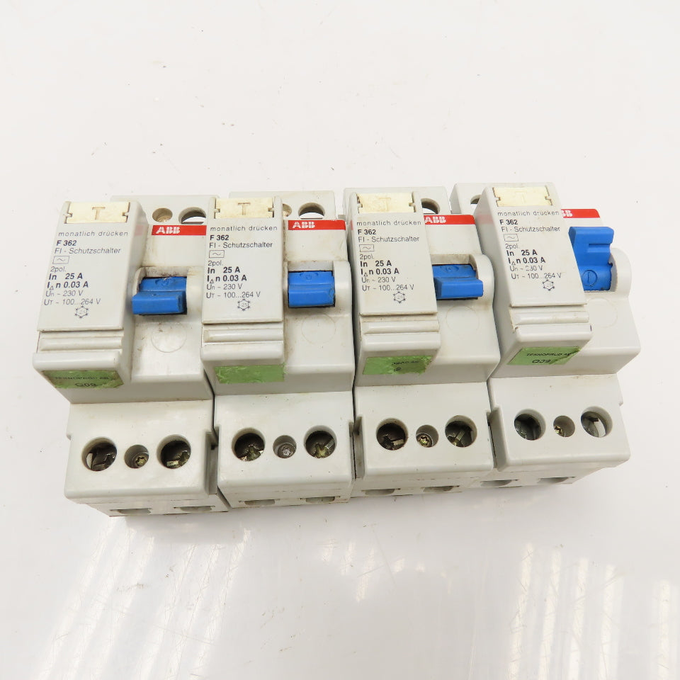 ABB F362 25A 230V 2 Pole Circuit Breaker Lot Of 4