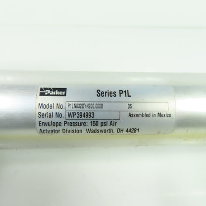 Parker P1LN032DYN200.000B Double Act. Pneumatic Cylinder 200mm Stroke 32mm Bore