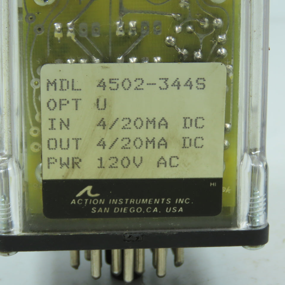 Action Instruments 4502-344S Action Pak 120VAC 20-Pin Relay 4/20 MA DC In & Out