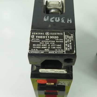 General Electric THED113020 20A Circuit Breaker 277VAC 125VDC Lot Of 3