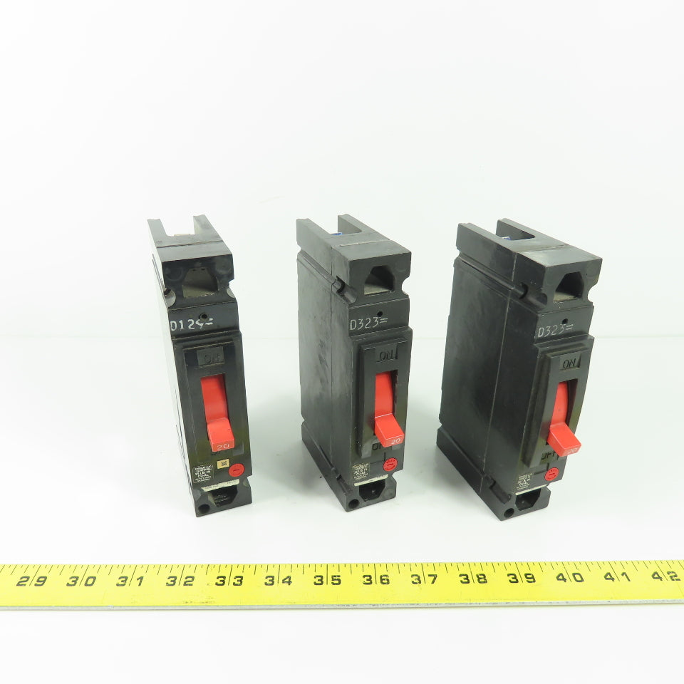 General Electric THED113020 20A Circuit Breaker 277VAC 125VDC Lot Of 3