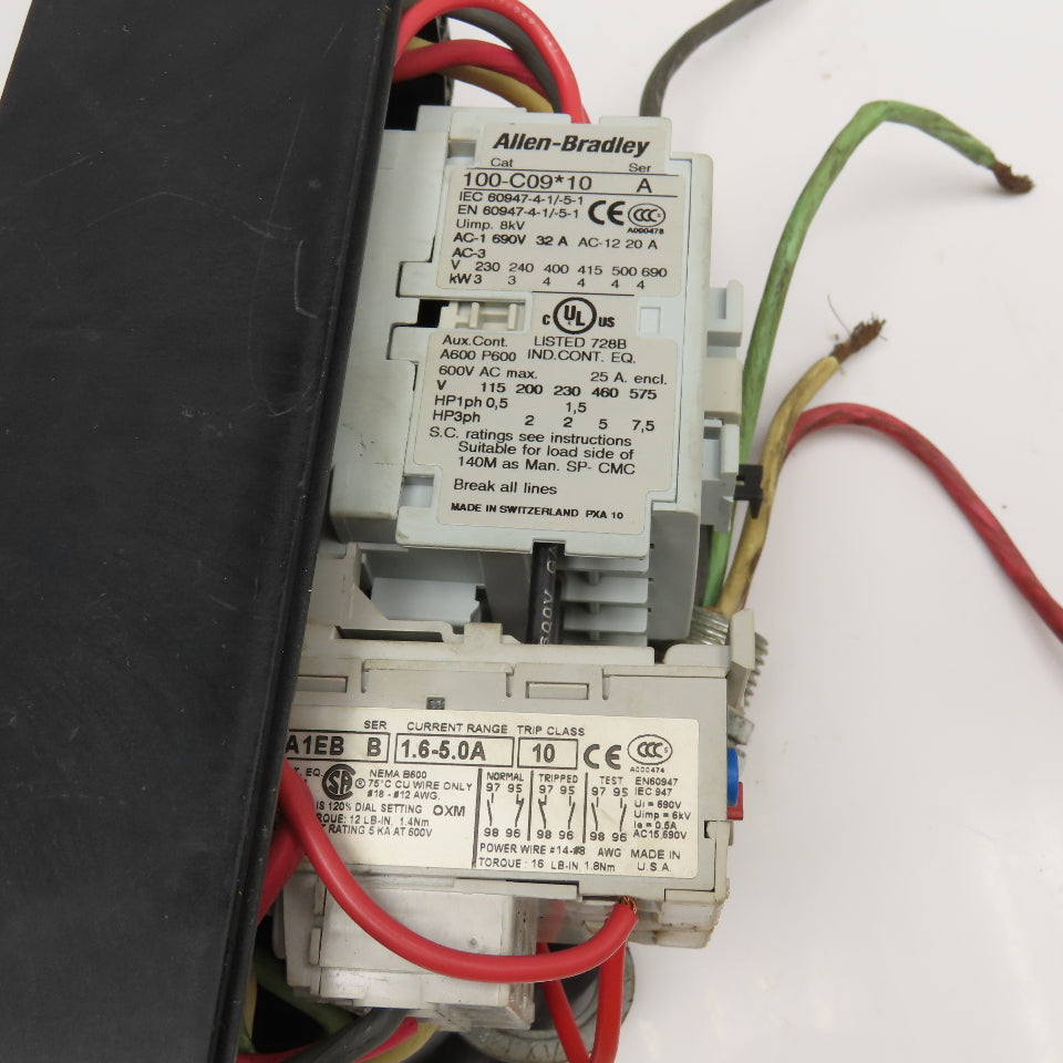 Allen Bradley 600V 4kW Max Motor Starter Assembly 1.6-5A Overload 480V Coil