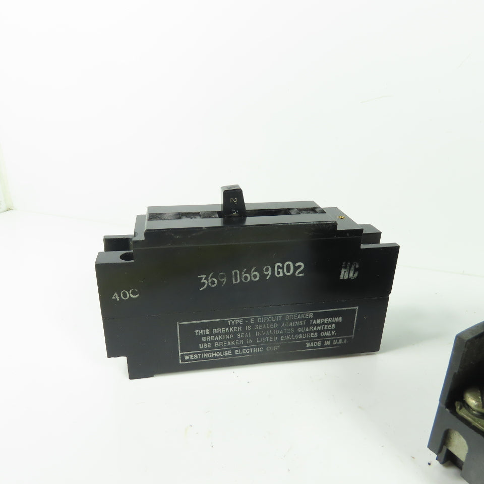 Westinghouse E102 20A Circuit Breaker 1-Pole 125VDC 277VAC Lot Of 2