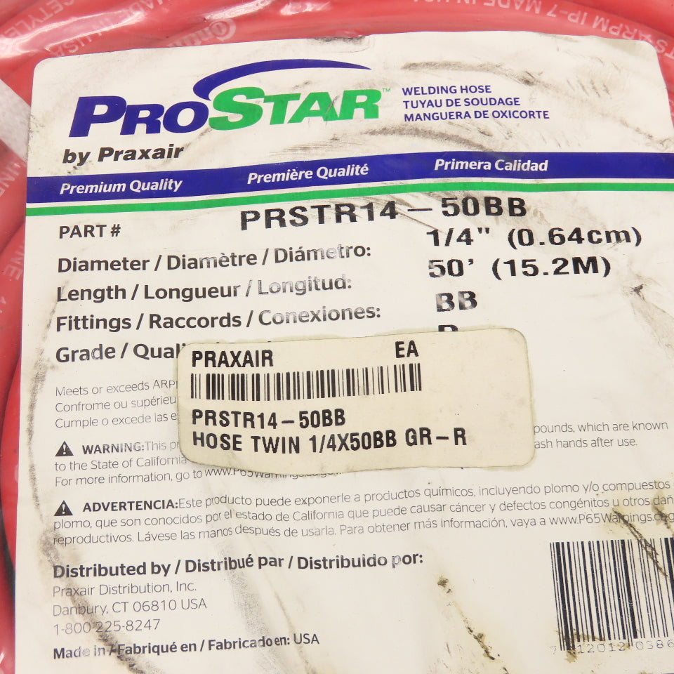 Praxair PRSTR14-50BB Prostar 1/4" x 50' Twin Hose BB Weld Gas Assembly