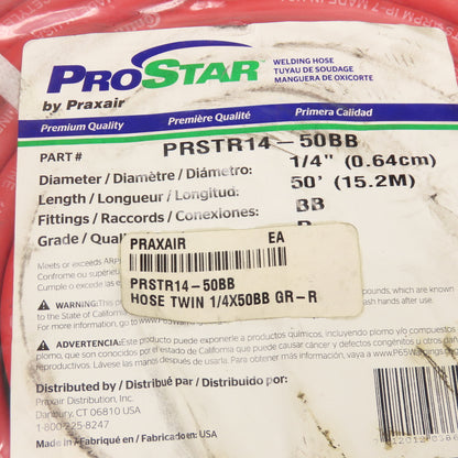 Praxair PRSTR14-50BB Prostar 1/4" x 50' Twin Hose BB Weld Gas Assembly
