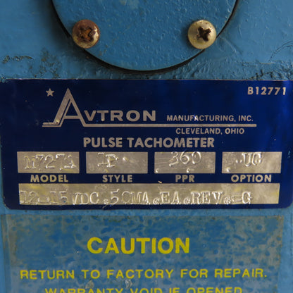 Avtron Model M727A Pulse Tachometer 360PPR 12-15VDC 50Ma Rev G