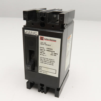 Cutler Hammer EHB2070 70A 2 Pole Circuit Breaker 480VAC 250VDC