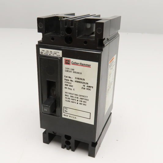 Cutler Hammer EHB2070 70A 2 Pole Circuit Breaker 480VAC 250VDC