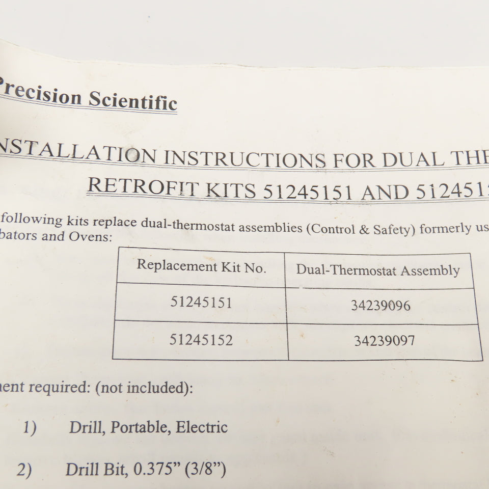 Precision Scientific 51245152 Model B10 Dual Thermostat 70-580°F