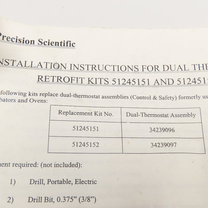 Precision Scientific 51245152 Model B10 Dual Thermostat 70-580°F