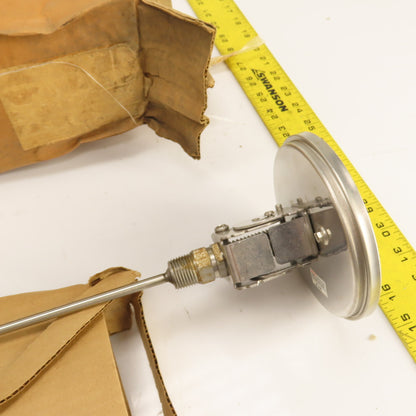 Ashcroft 4.5" Face x 1/2" NPT Mount Temperature Gauge 11" Probe 0-250°F 0-120°C