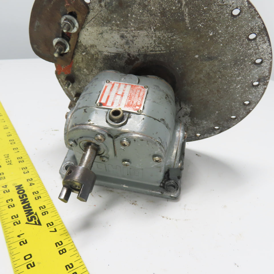 Ohio Gear & Trans DOX 150:1 Ratio Gear Reducer Assembly A 1/2" Shaft W/10" Plate