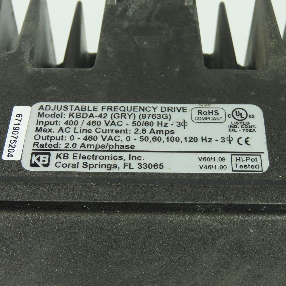 KB Electronics KBDA-42 AC Motor Speed Control VFD Drive 400/460VAC 2.6A