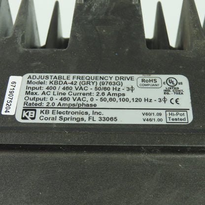 KB Electronics KBDA-42 AC Motor Speed Control VFD Drive 400/460VAC 2.6A