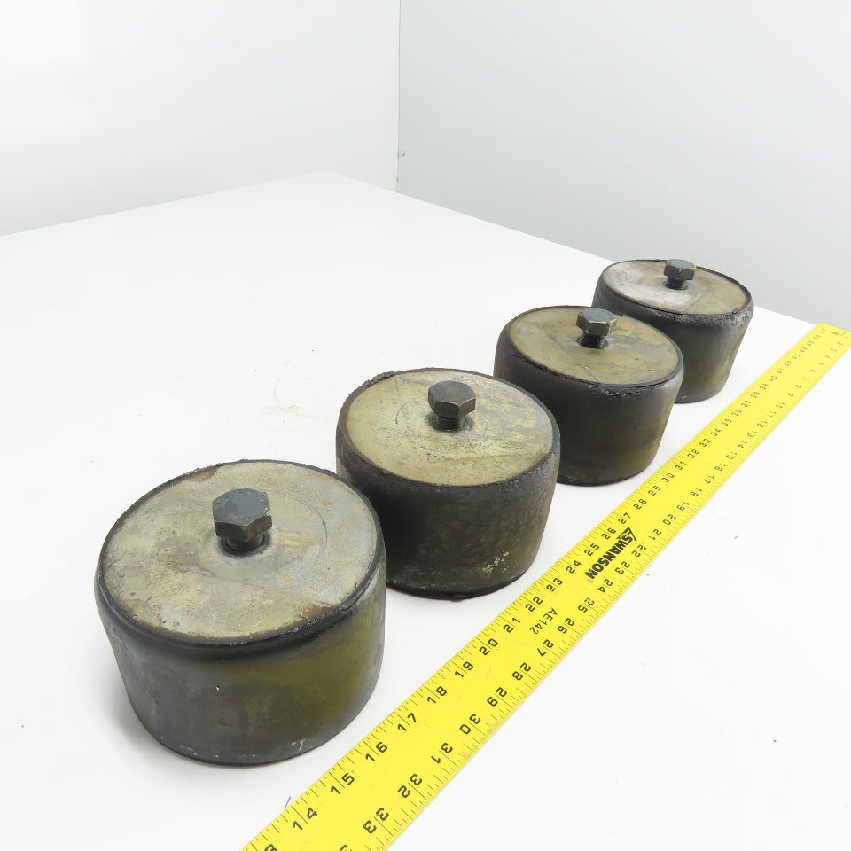 6" OD x 4" Tall Rubber Vibration Absorbing Machine Leveling Foot Pad Lot Of 4