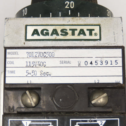 Agastat 7012VDC500 Timing Relay 5-50s 115V 40Hz