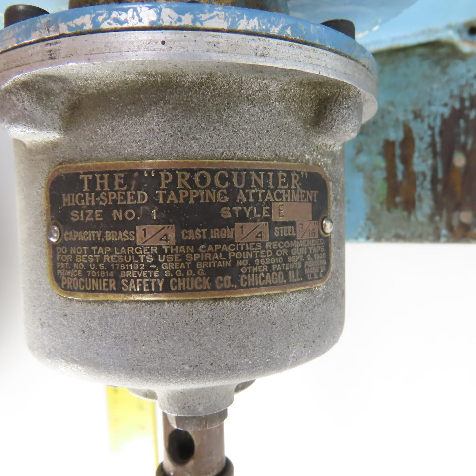 Procunier No. 1 1/4HP Tapping Head Unit 1/4" Brass 3/16" Steel 115V 1PH Tested