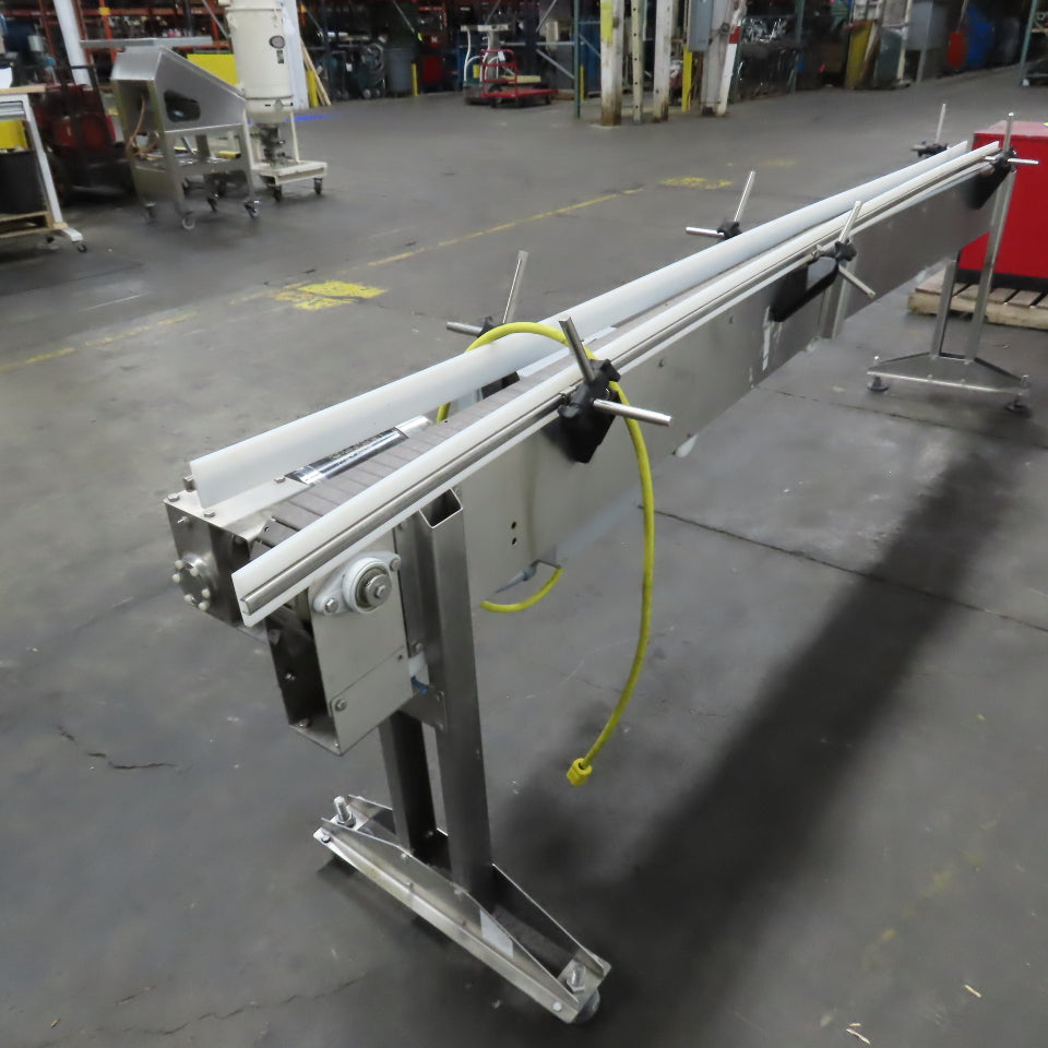 11' Long x 3-1/4" Variable Speed Stainless Slide Bed Conveyor 120V 1PH 0-48.5FPM