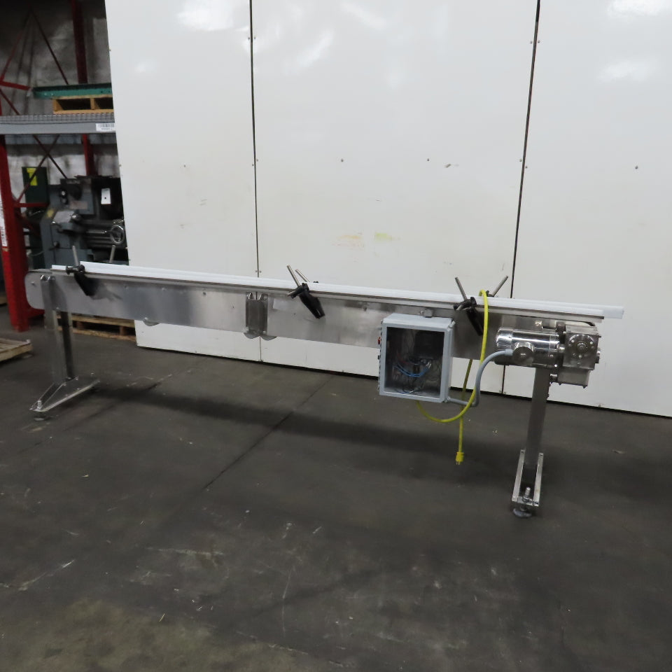 11' Long x 3-1/4" Variable Speed Stainless Slide Bed Conveyor 120V 1PH 0-48.5FPM