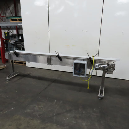 11' Long x 3-1/4" Variable Speed Stainless Slide Bed Conveyor 120V 1PH 0-48.5FPM
