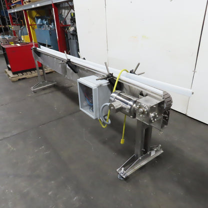 11' Long x 3-1/4" Variable Speed Stainless Slide Bed Conveyor 120V 1PH 0-48.5FPM