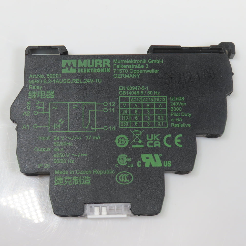 Murr Elektronik 52001 MIRO 6,2-1AUSG.REL.24V-1U Output Relay 24V In 250VAC Out