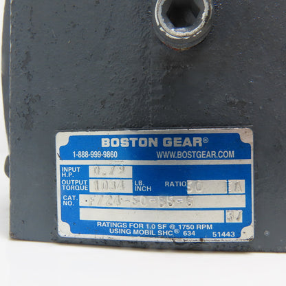 Boston Gear F724-50-B5-G 50:1 Ratio Gear Reducer 35RPM Out 1034IN-LB Torque