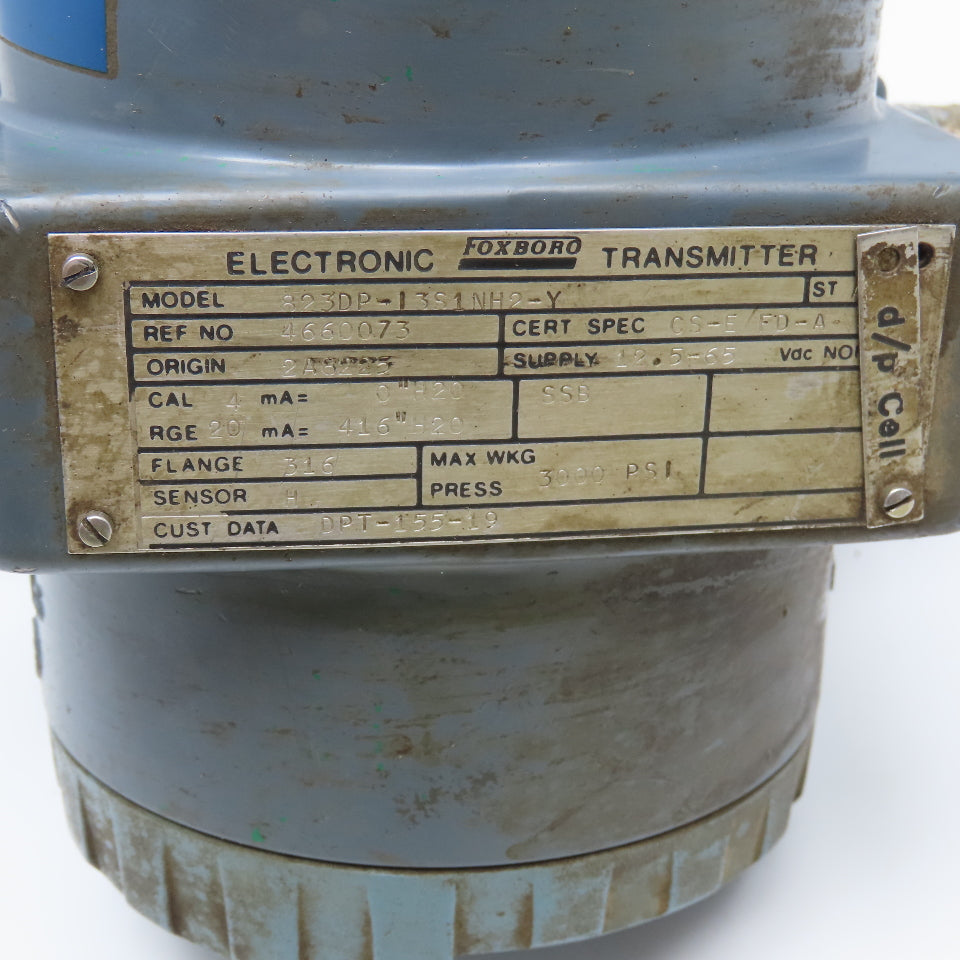 Foxboro 823DP-I3S1NH2-Y Stainless Steel Valve W/ Pressure Transmitter 1/4" NPT