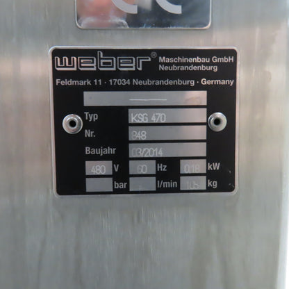 Weber KSG 470 Horizontal Disc Knife Wet Sharpening Machine 480V 3PH Tested