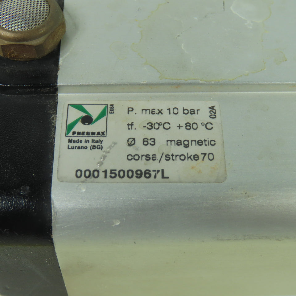 Pneumax 0001500967L Double Act. Pneumatic Cylinder 63mm Bore 70mm Stroke 10Bar