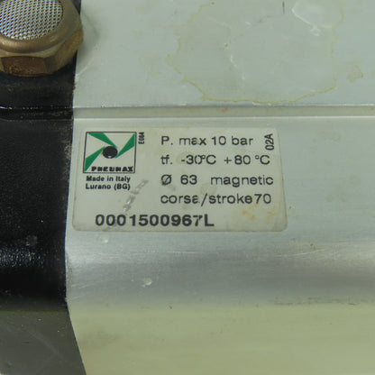 Pneumax 0001500967L Double Act. Pneumatic Cylinder 63mm Bore 70mm Stroke 10Bar