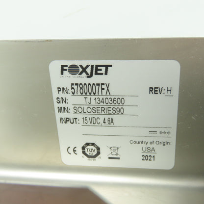 FoxJet 5780007FX Solo Series 90 Thermal Inkjet Printer 15VDC 4.6A Rev H
