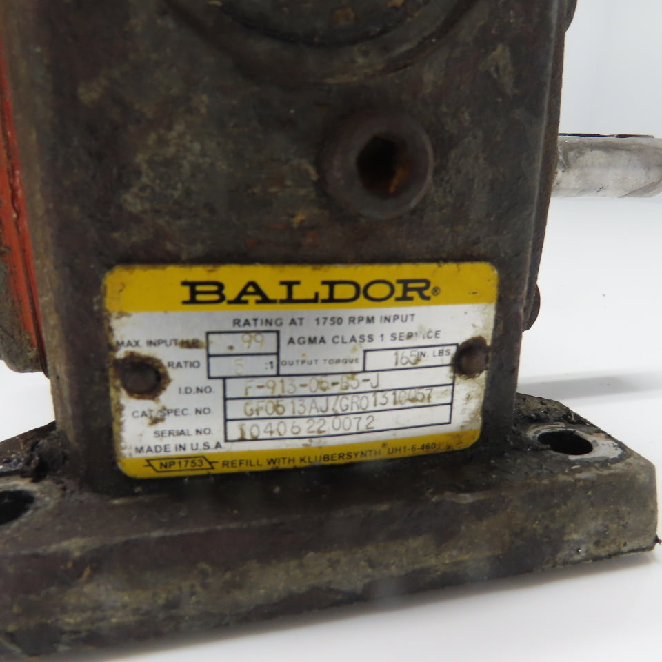 Baldor GF0513AJ 5:1 Ratio Gear Motor 350RPM Out 1/2HP 3PH 230/460V