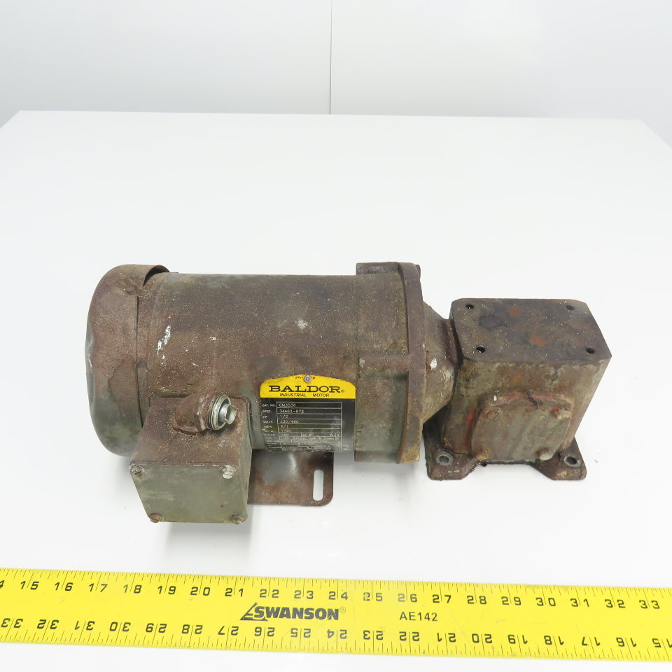 Baldor GF0513AJ 5:1 Ratio Gear Motor 350RPM Out 1/2HP 3PH 230/460V