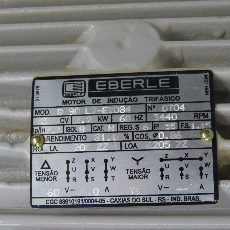 2.2kW 22" Direct Drive High Pressure Radial Blower Fan 5"x2" 460V 3PH Tested