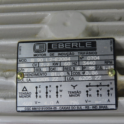 2.2kW 22" Direct Drive High Pressure Radial Blower Fan 5"x2" 460V 3PH Tested