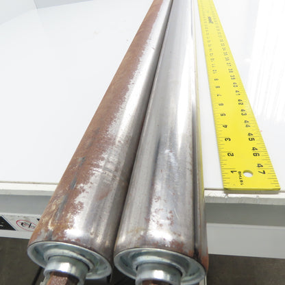 2-1/2" OD x 54" Face 55" BF Gravity Conveyor Steel Rollers 3/4" Hex Lot Of 2