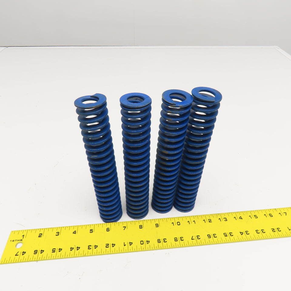 3/4" x 1-1/2" Flat Wire Compression Blue Die Spring 8" OAL Lot Of 4