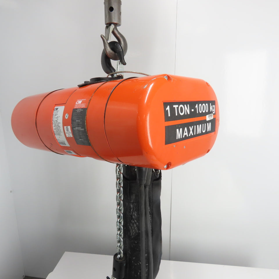 CM Lodestar Model L 1 Ton 2000LB Electric Chain Hoist 16FPM 20'Lift 3Ph 230/480V