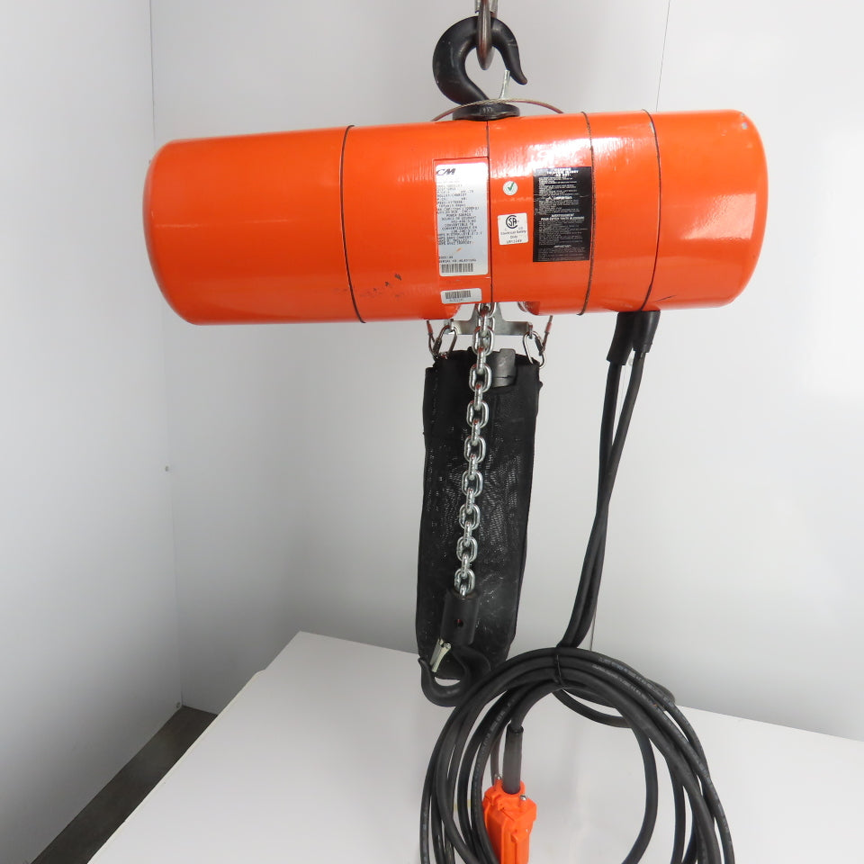 CM Lodestar Model L 1 Ton 2000LB Electric Chain Hoist 16FPM 20'Lift 3Ph 230/480V
