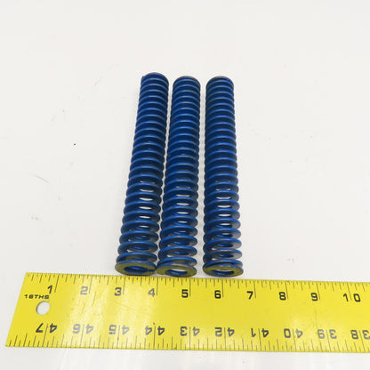 5/8" x 1-1/4" Flat Wire Compression Blue Die Spring 8" OAL Lot Of 3