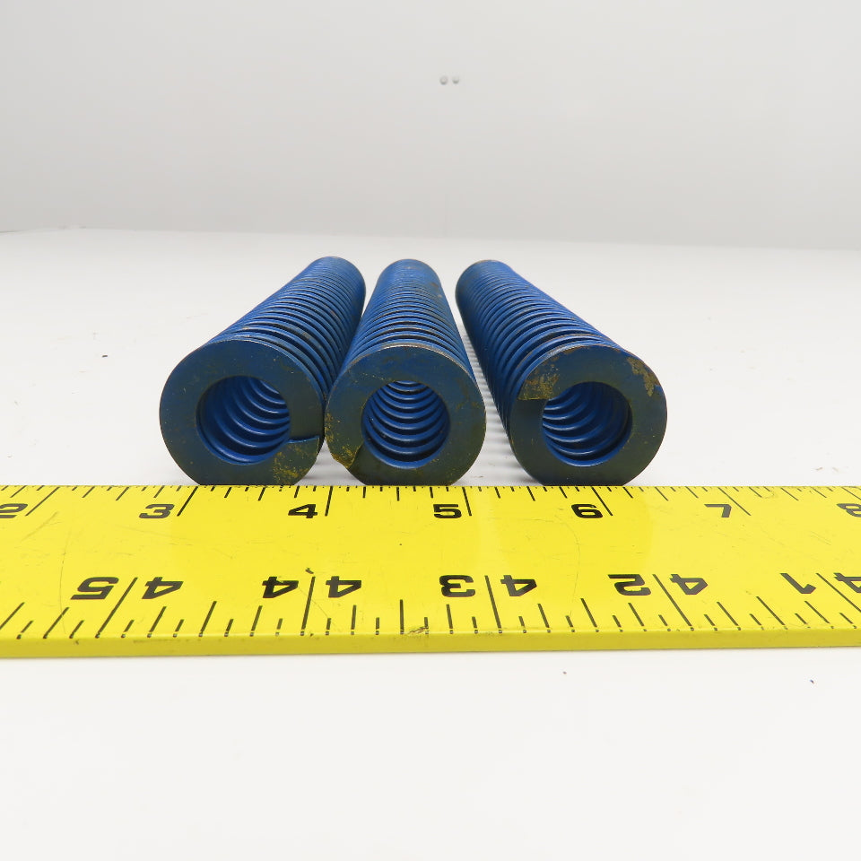 5/8" x 1-1/4" Flat Wire Compression Blue Die Spring 8" OAL Lot Of 3