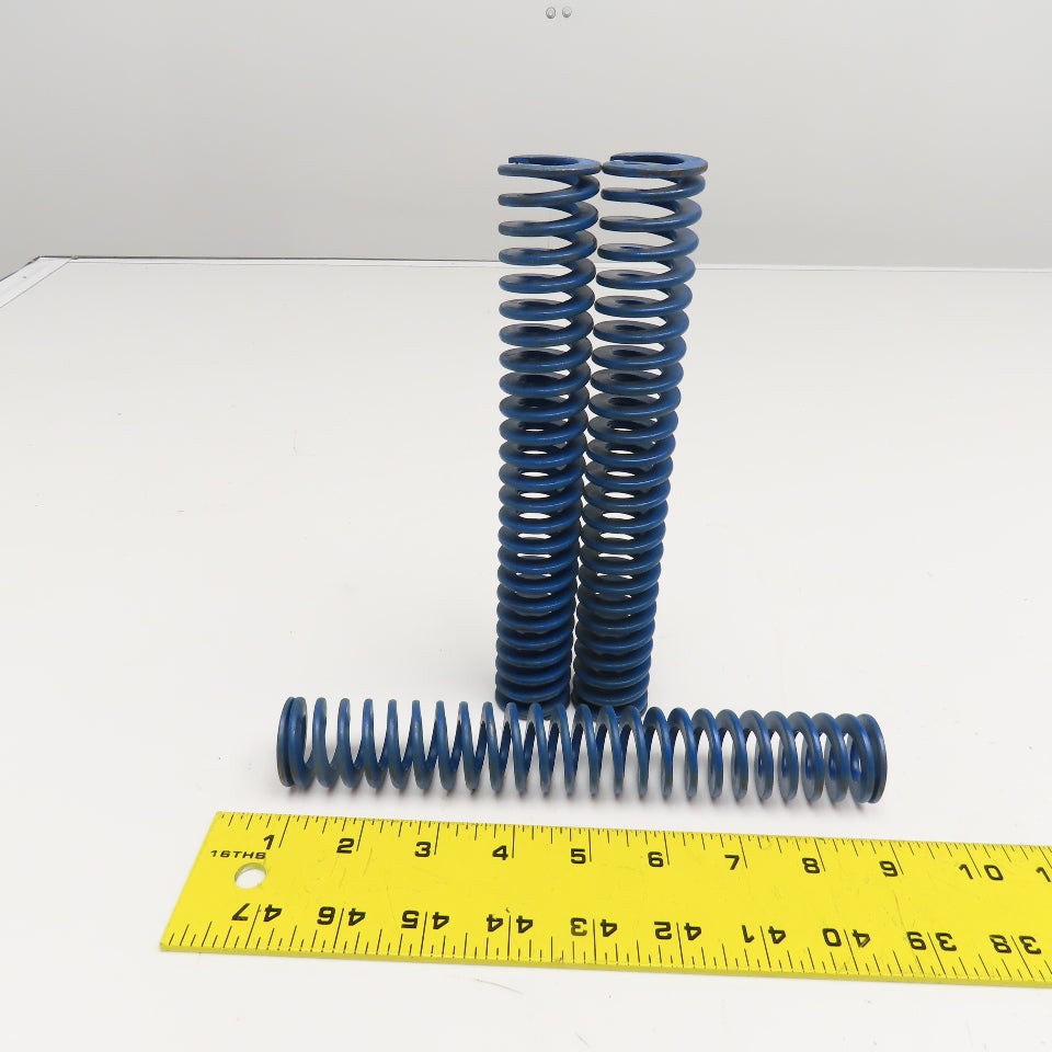 5/8" x 1-1/4" Flat Wire Compression Blue Die Spring 8" OAL Lot Of 3