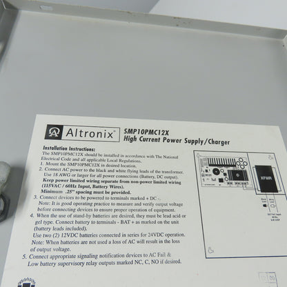 Altronix SMP10PMC12X High Power Power Supply Charger 12/24VDC Output 115VACInput