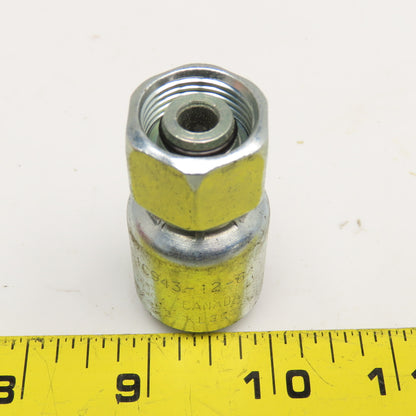 Parker 1C943-12-6 3/8"ID Hose x M20x1.5 F Metric Crimp Hydraulic Fitting