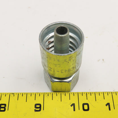 Parker 1C943-12-6 3/8"ID Hose x M20x1.5 F Metric Crimp Hydraulic Fitting