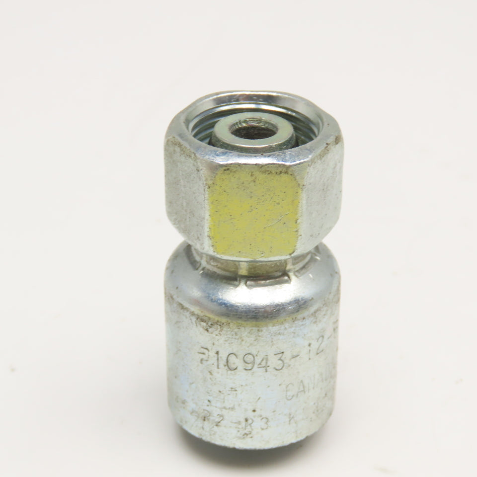 Parker 1C943-12-6 3/8"ID Hose x M20x1.5 F Metric Crimp Hydraulic Fitting