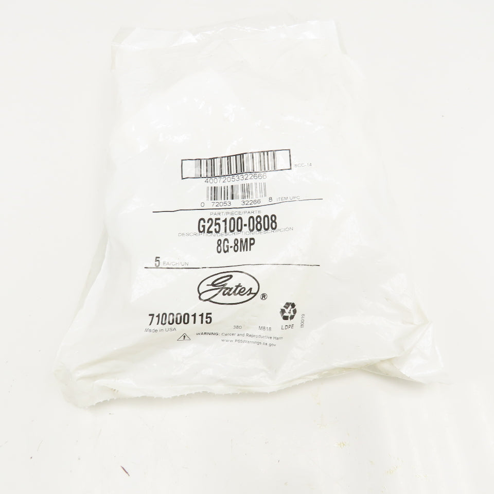 Gates G25100-0808 1/2" ID Hose x 1/2" NPT Crimp Hydraulic Fitting NIB Pack OF 5